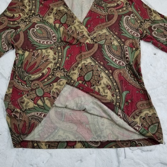 Ann Taylor Petites XLP Paisley Faux Wrap Blouse - Picture 3 of 6
